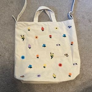 Baggu Floral Embroidery Canvas Tote Bag
